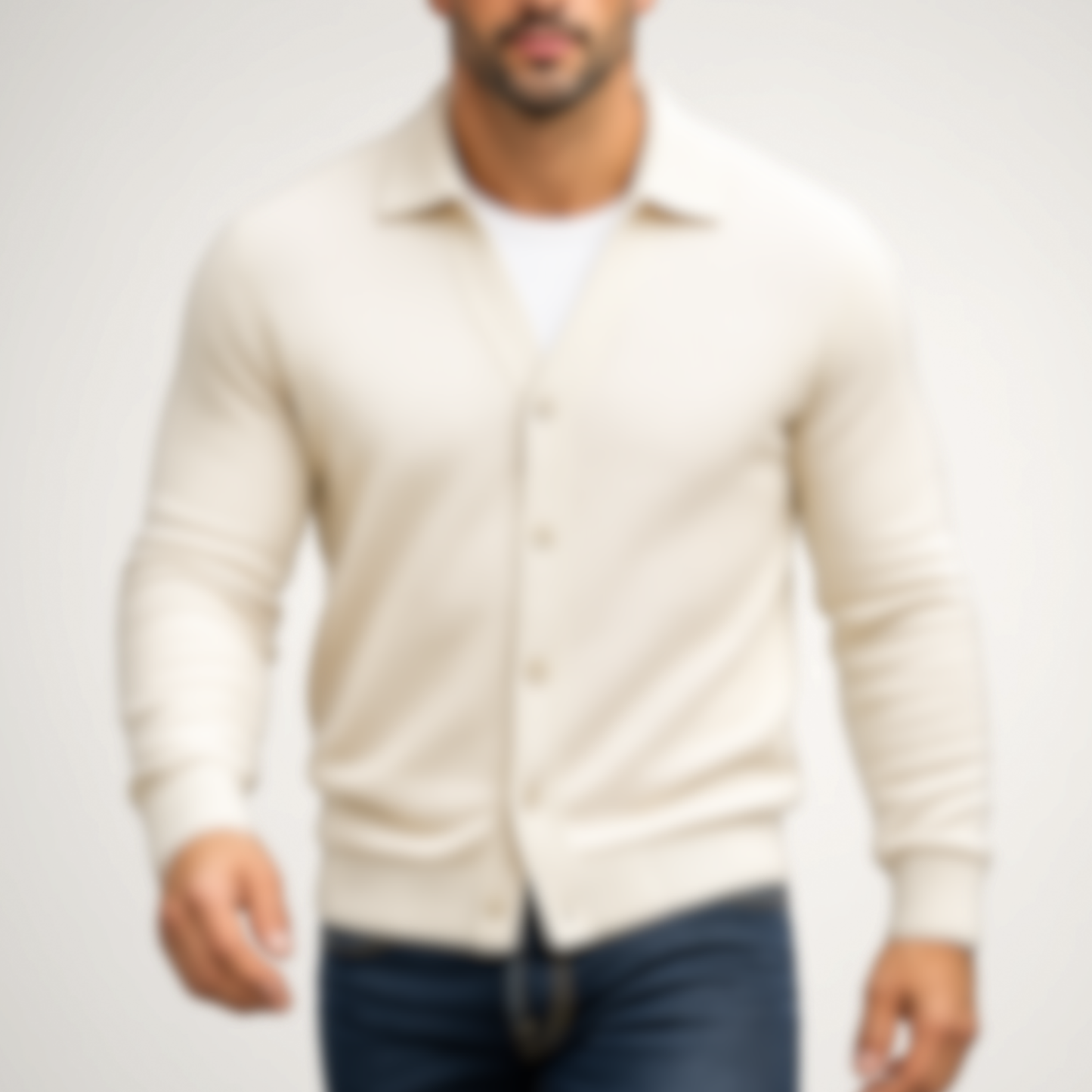 Cardigan Col POLO - Vallucci - Blanc cassé