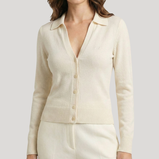 Cardigan Col Polo - femme Vallucci - Blanc
