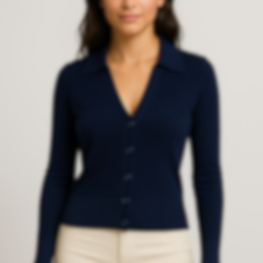 Cardigan Col Polo - femme Vallucci - Bleu marine
