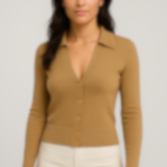 Cardigan Col Polo - femme Vallucci - Camel