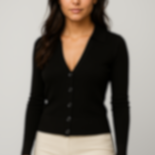 Cardigan Col Polo - femme Vallucci - Noir