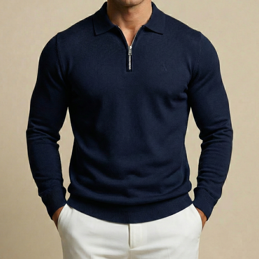 Polo Monaco Manche longue - Vallucci - Bleu marine