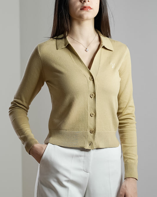Cardigan Col Polo - femme Vallucci - Camel