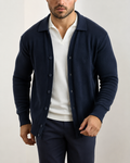 Cardigan Col Polo - Bleu marine