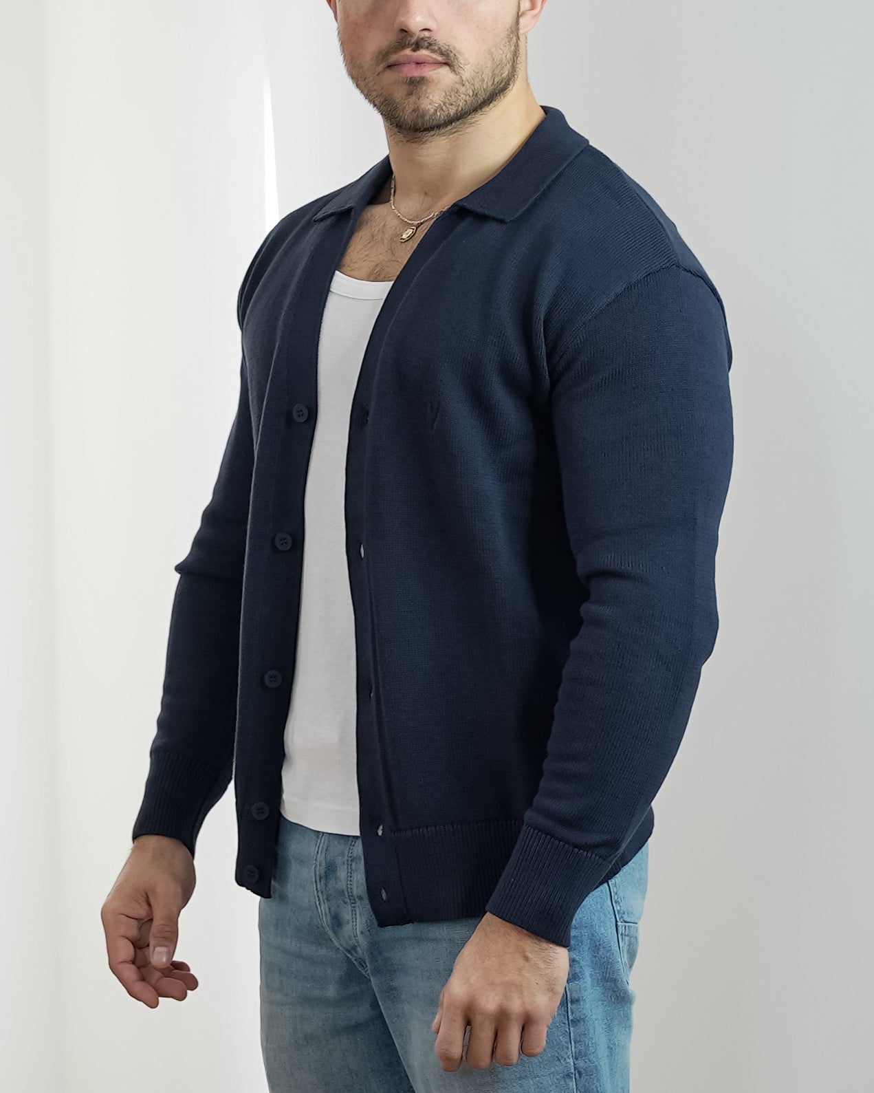 Cardigan Col Polo - Vallucci - Bleu marine