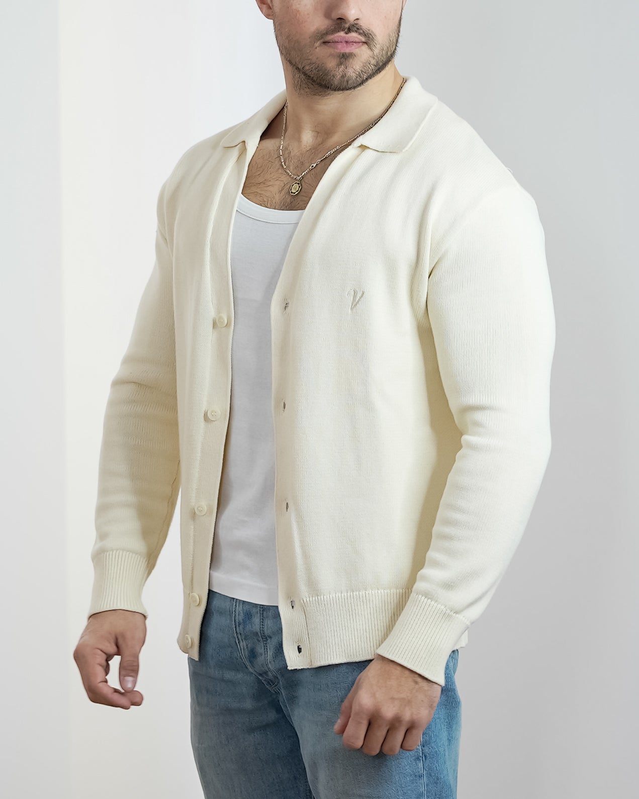 Cardigan Col Polo - Vallucci - Blanc cassé
