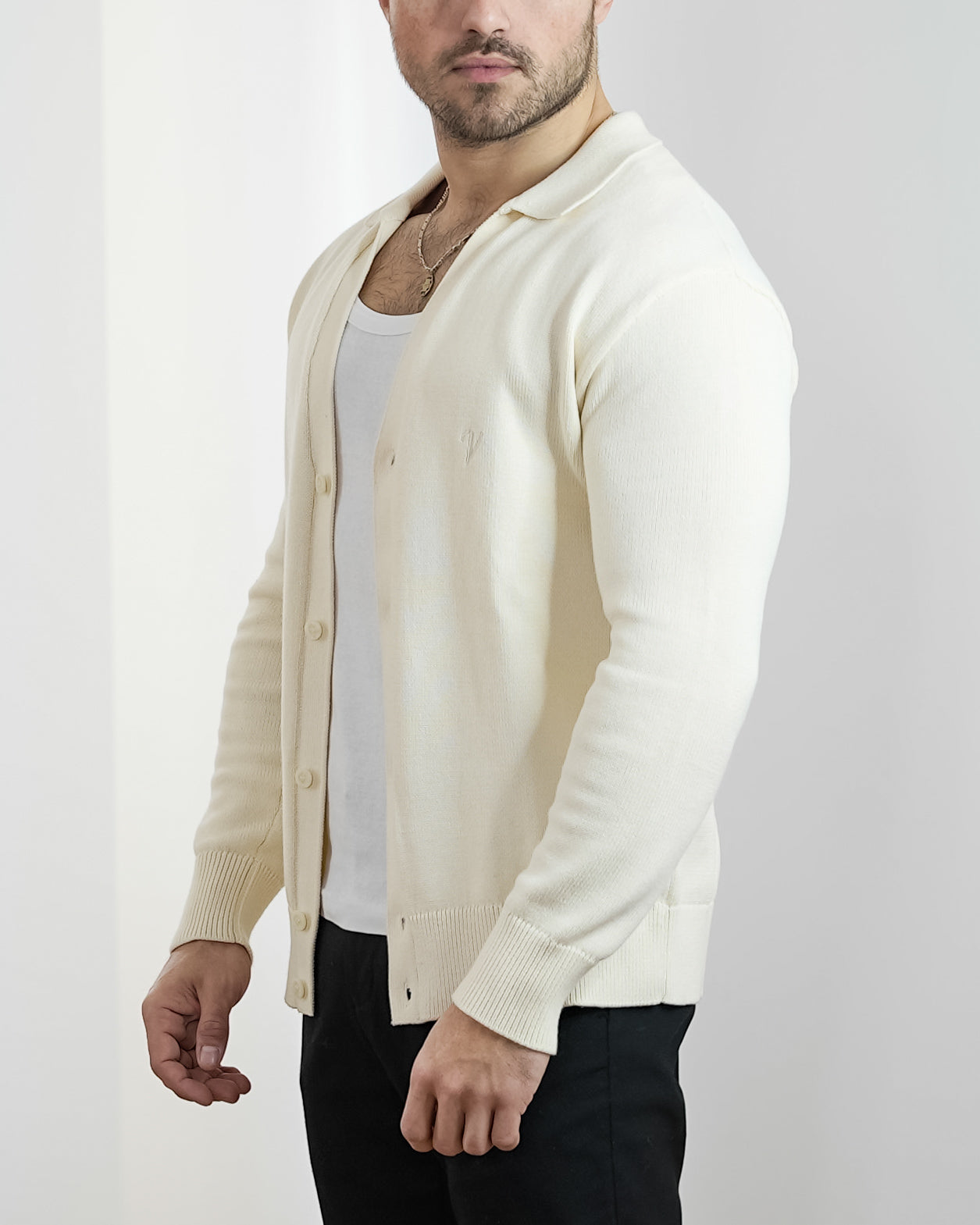Cardigan Col Polo - Vallucci - Blanc cassé