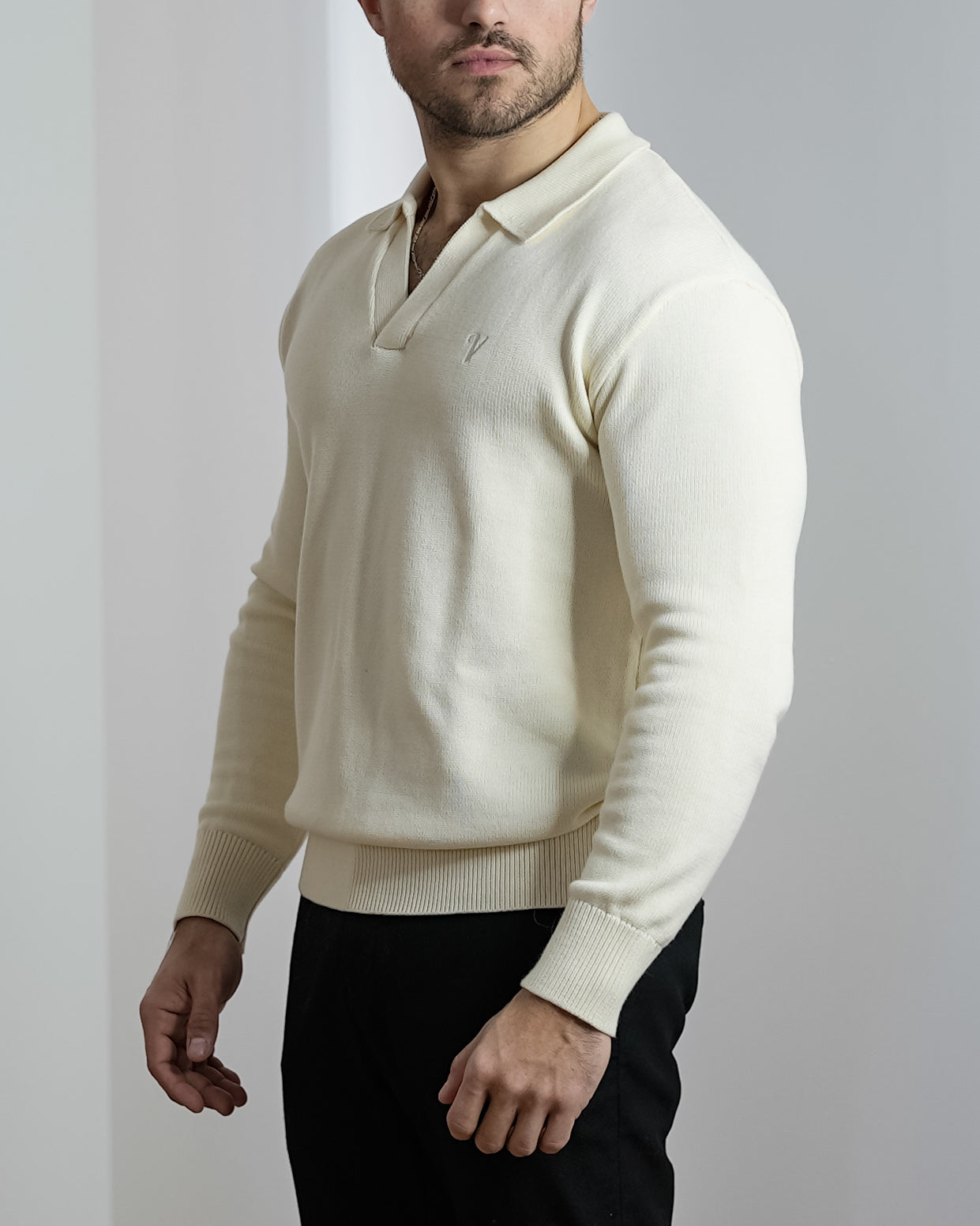 Pull Polo - Vallucci - Blanc cassé
