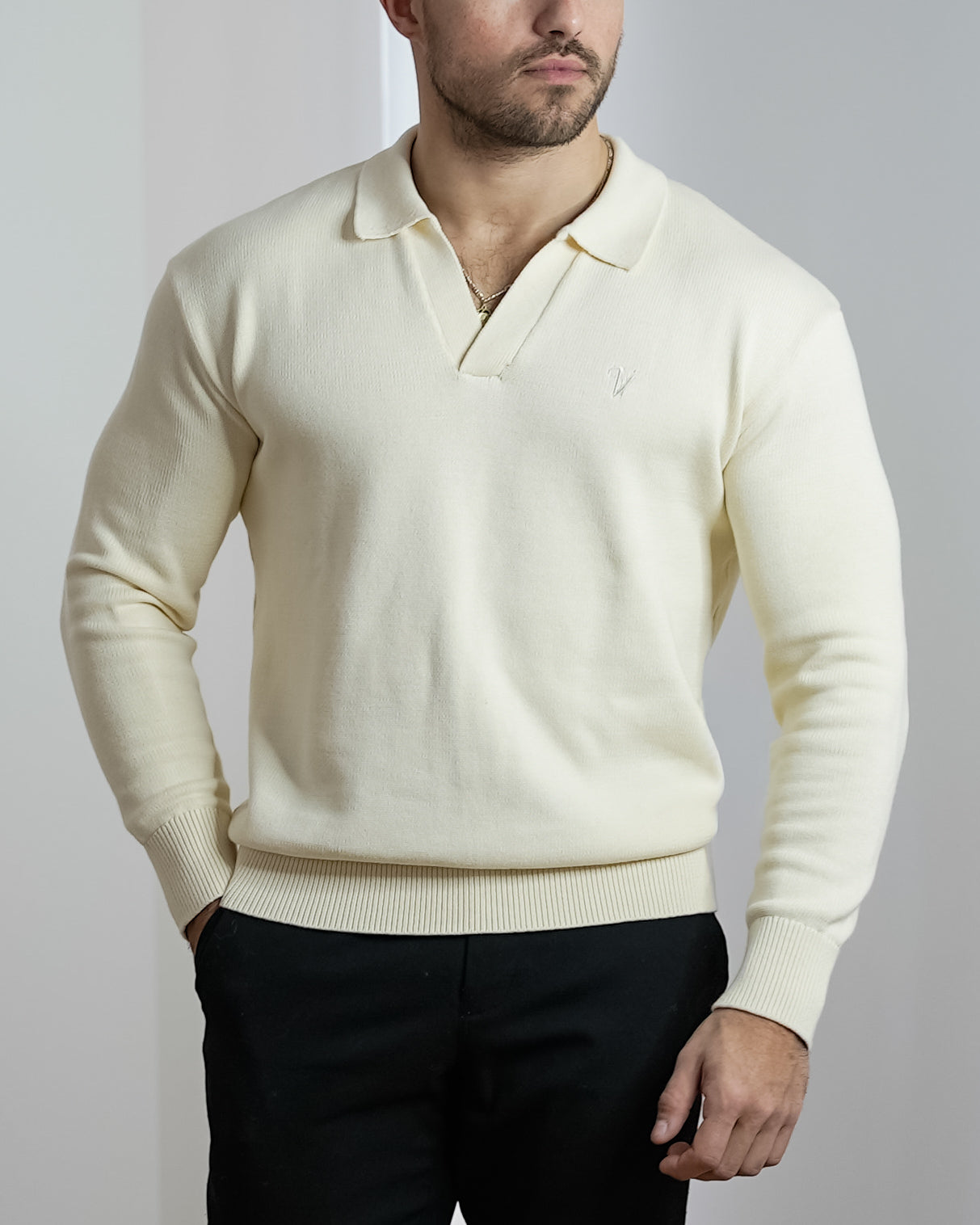 Pull Polo - Vallucci - Blanc cassé