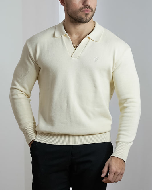 Pull Polo - Vallucci - Blanc cassé