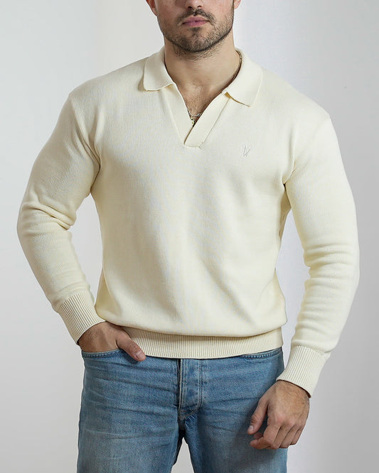 Pull Polo - Vallucci - Blanc cassé
