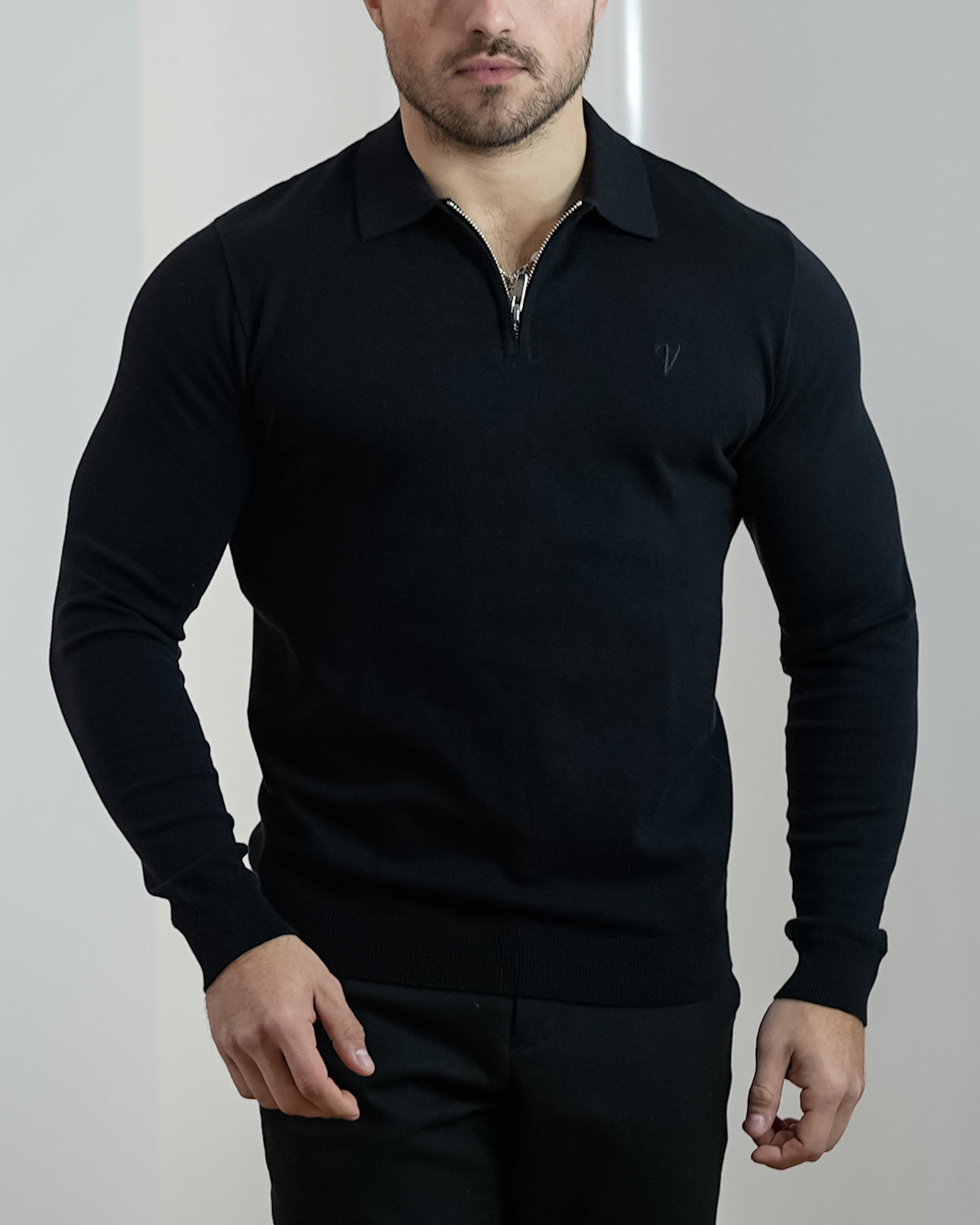 Polo Monaco Manche longue - Vallucci - Noir