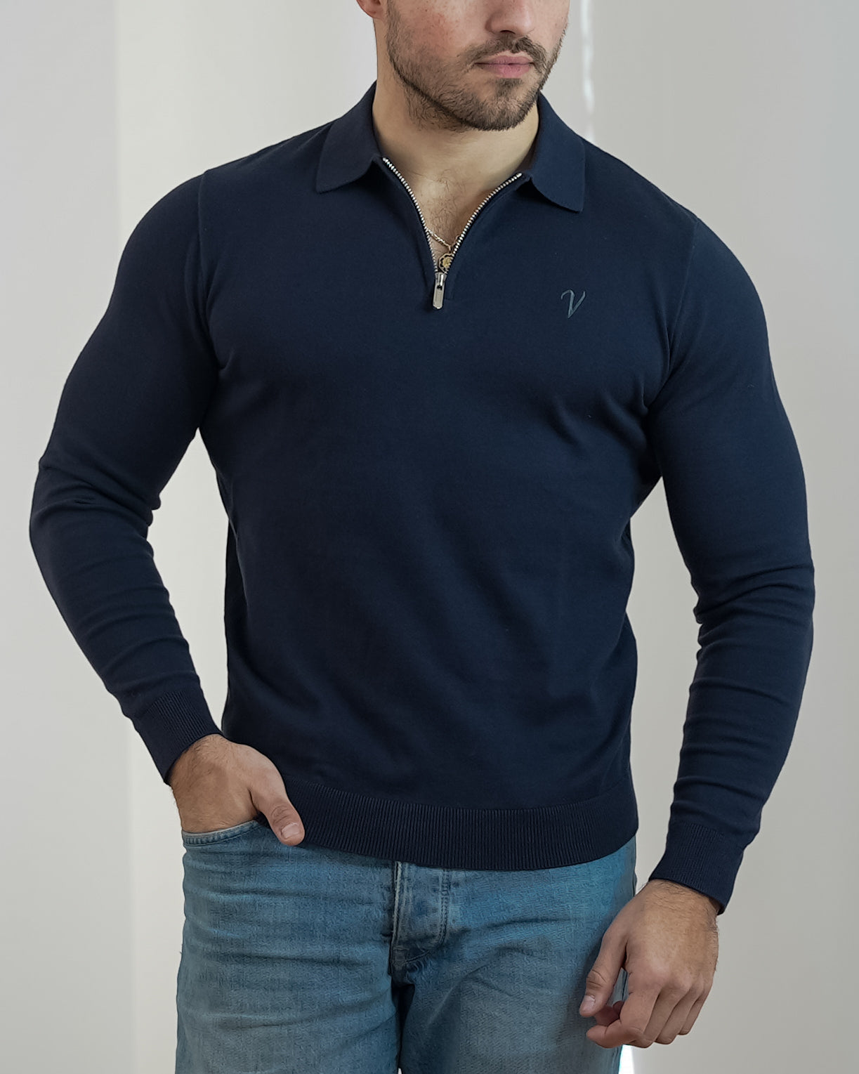 Polo Monaco Manche longue - Vallucci - Bleu marine