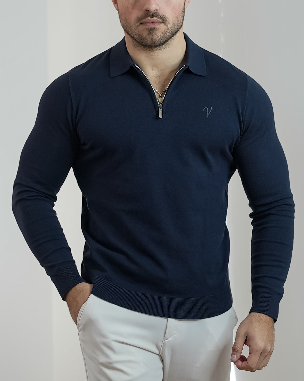 Polo Monaco Manche longue - Vallucci - Bleu marine