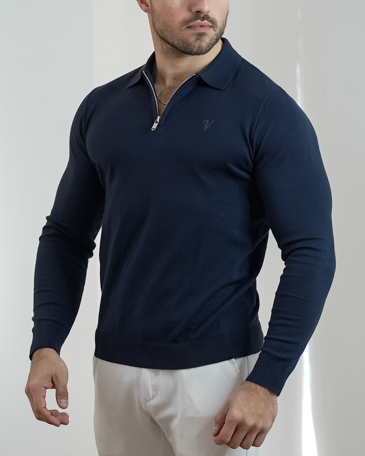 Polo Monaco Manche longue - Vallucci - Bleu marine