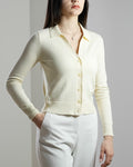 Polo Collar Cardigan - Vallucci Women - White