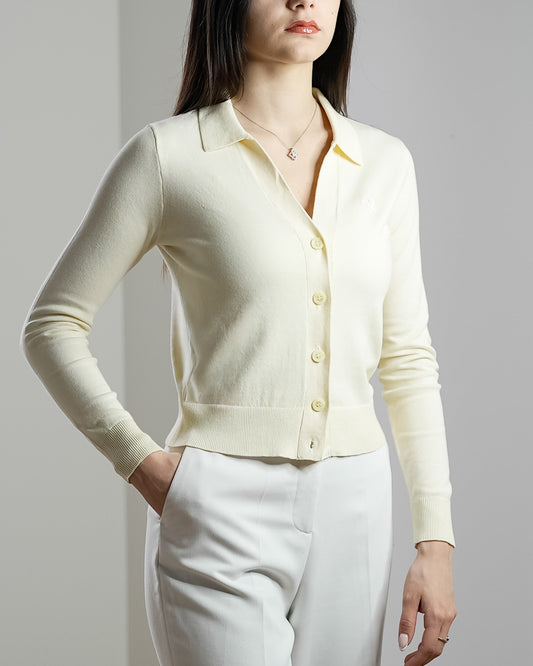 Cardigan Col Polo - femme Vallucci - Blanc