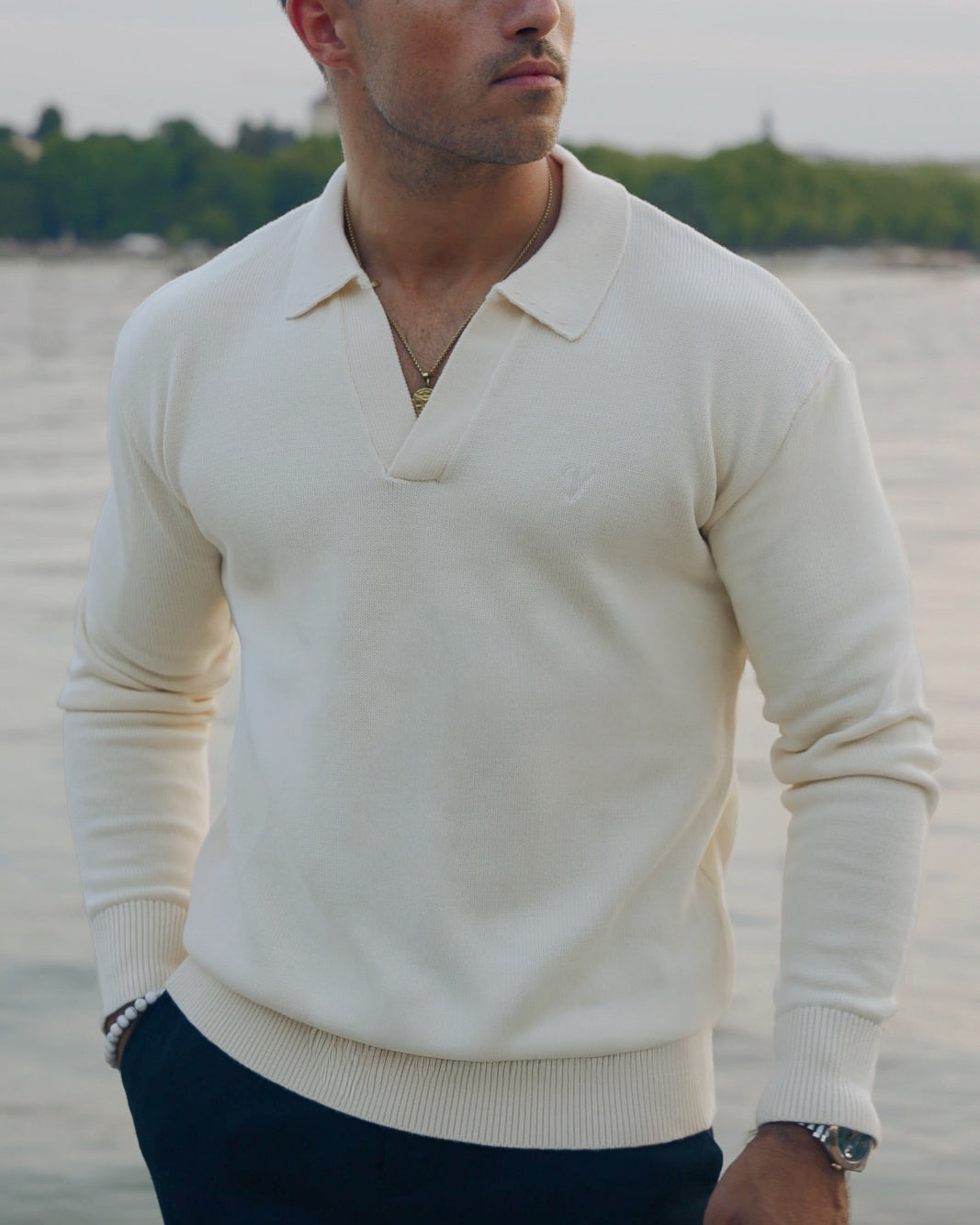 Pull Polo - Blanc cassé