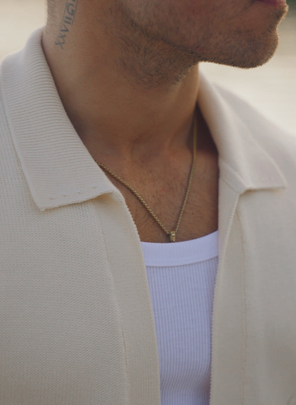 Cardigan Col Polo - Blanc cassé