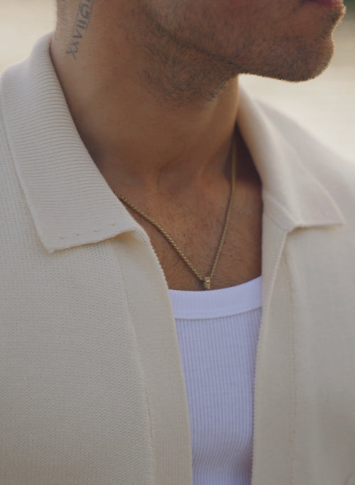 Cardigan Col Polo - Blanc cassé