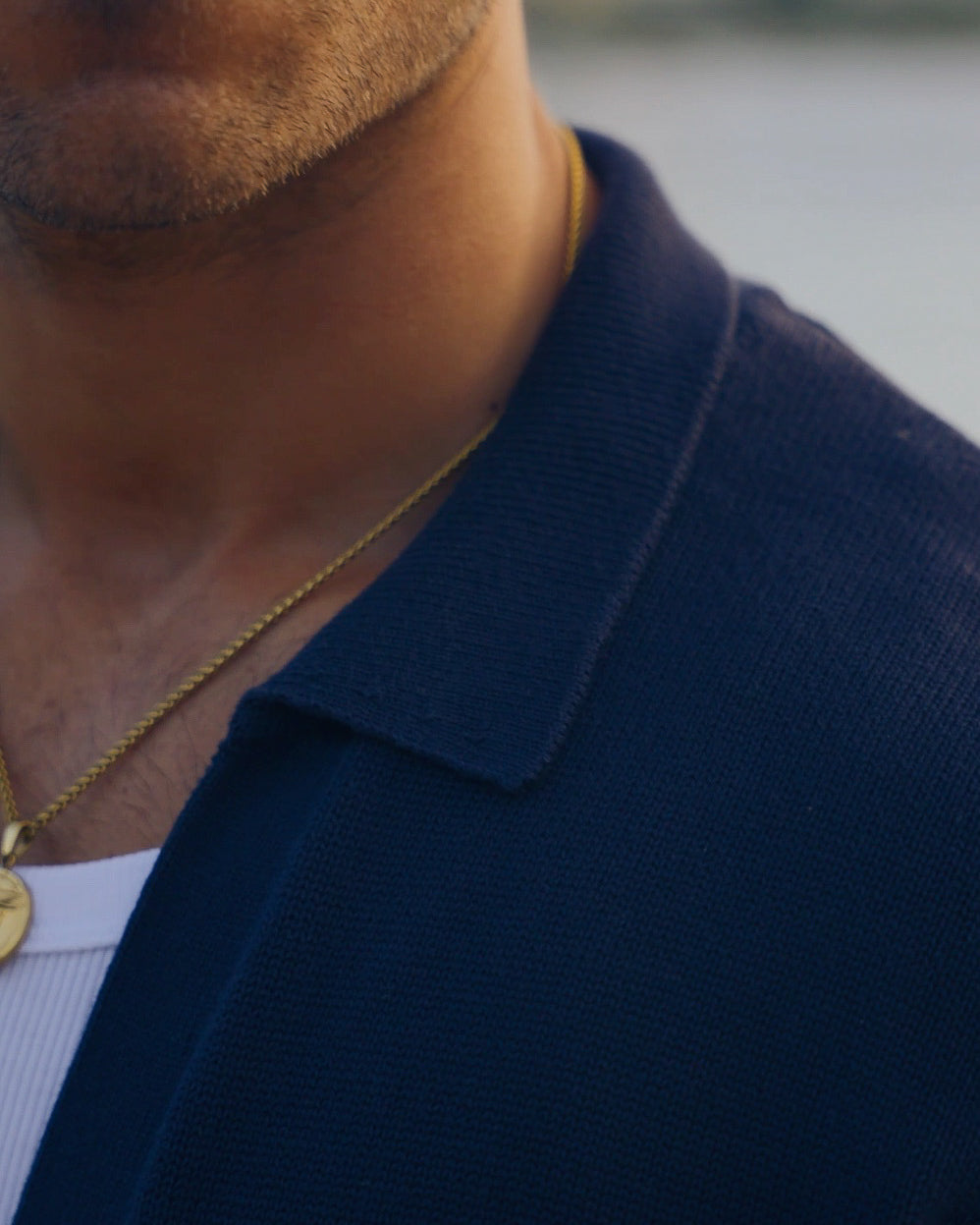 Cardigan Col Polo - Bleu marine